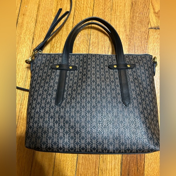 FOSSIL FELICITY SATCHEL CROSSBODY HANDBAG, BLK/BROWN - Picture 4 of 11